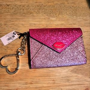 NWT Limited Edition 2019 Victoria's Secret Pink Glitter Lip Card Holder